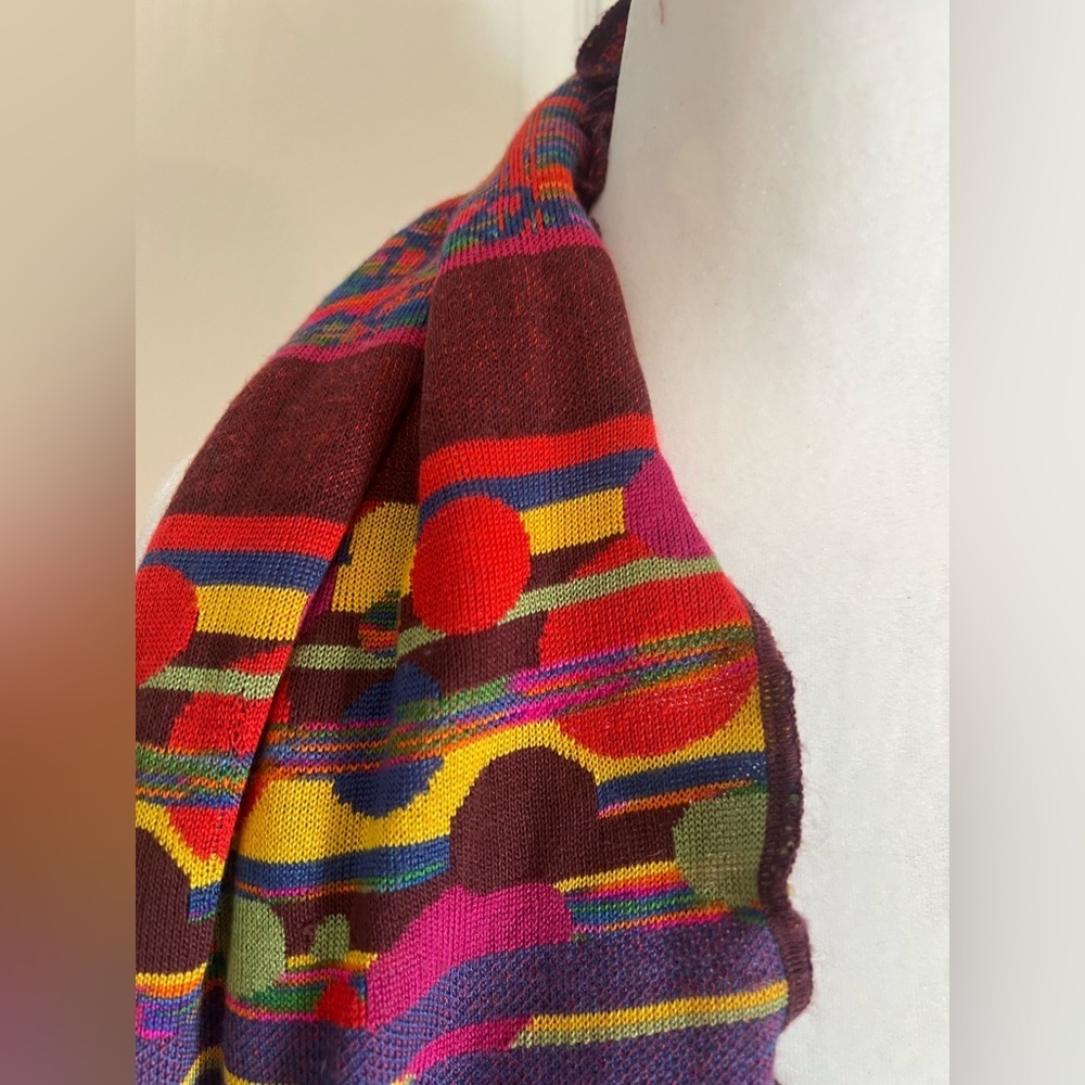 Vibrant Multi-Color Patterned Scarf - Red & Purple - Picture 3 of 5